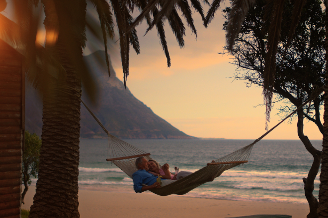holidaymakers on a hammock