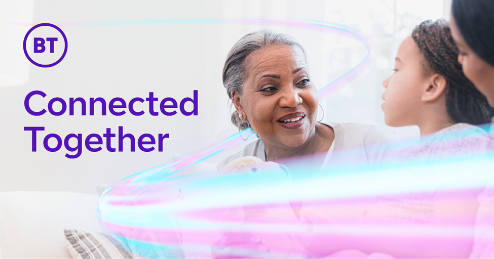 image of women talking and BT logo