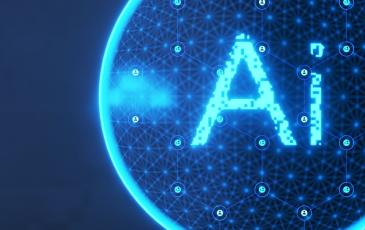 Image shows a computer image with the letters AI 