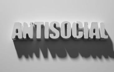 Image shows the word 'antisocial' 