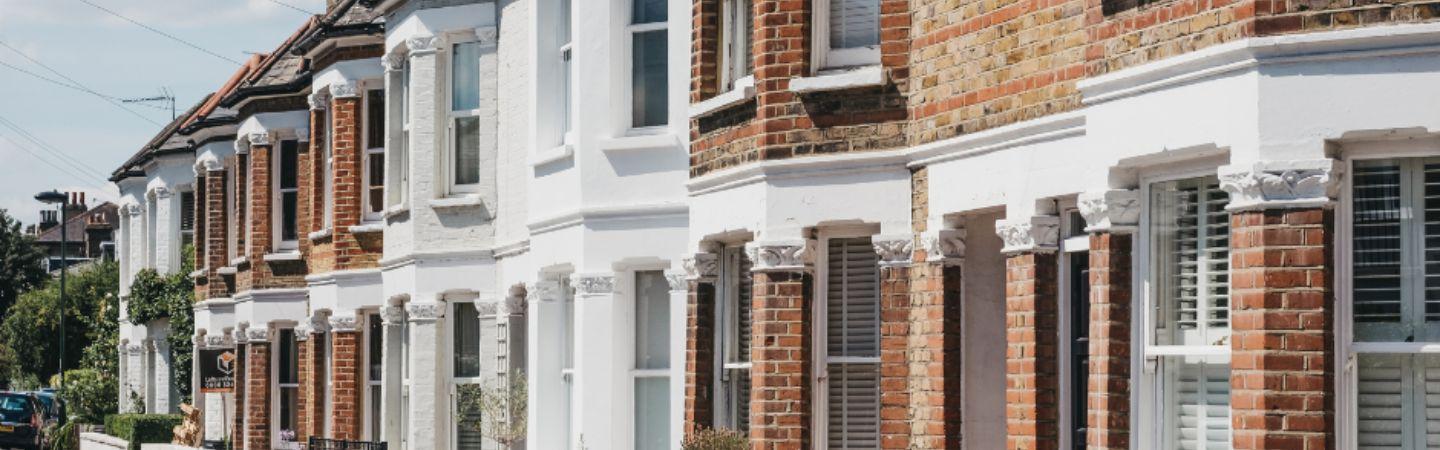 A UK street of Victorian terrace housing.